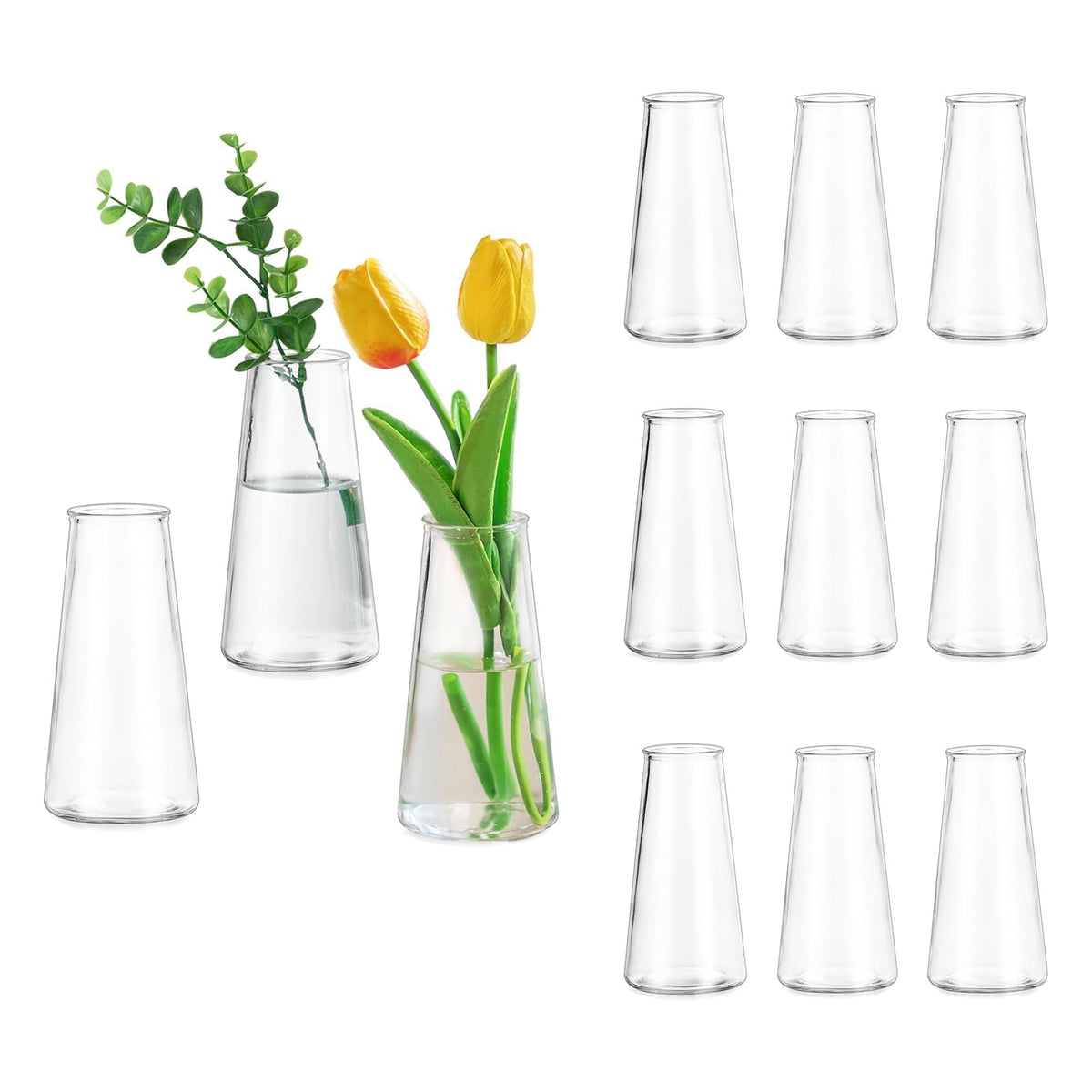 Glasseam clear flower vase centerpieces set12 for elegant weddings and home tables.