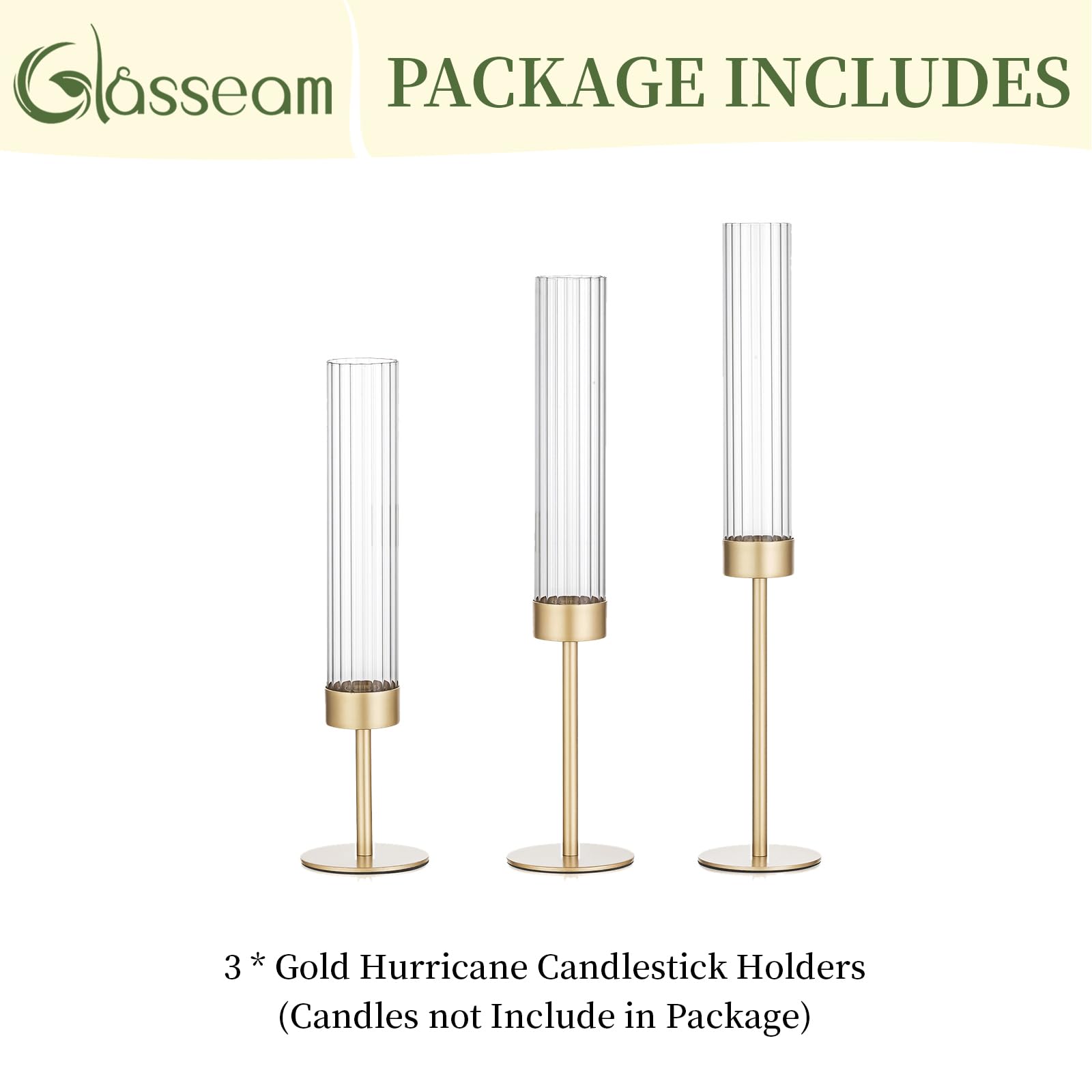 Glasseam gold hurricane taper holder anti-slip base protects surfaces