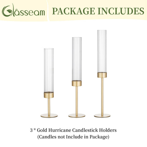 Glasseam gold hurricane taper holder anti-slip base protects surfaces