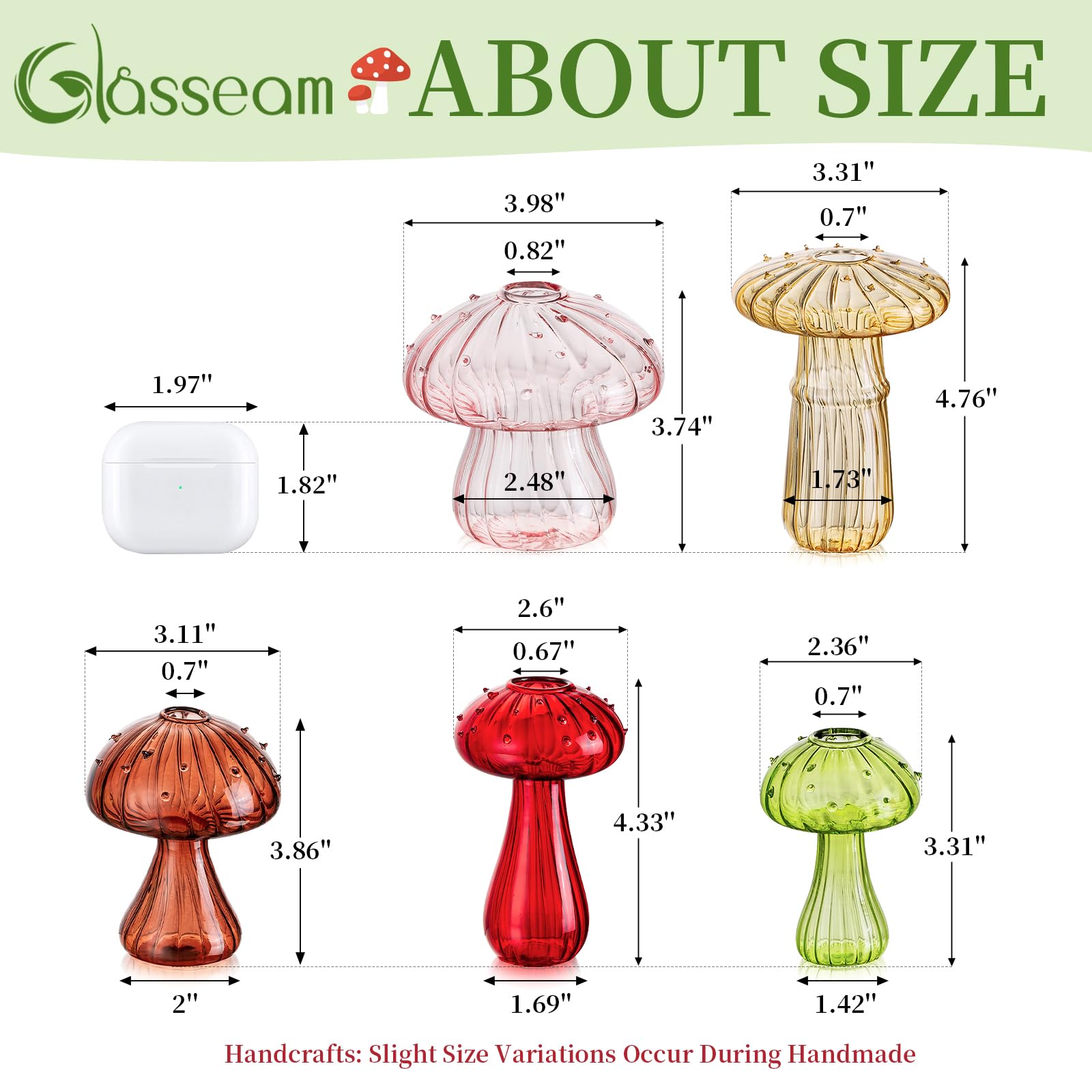 Glasseam mushroom vase set used as mini terrarium or clippings holder