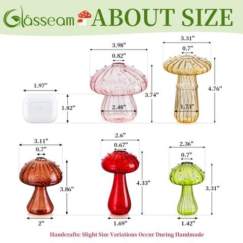 Glasseam mushroom vase set used as mini terrarium or clippings holder