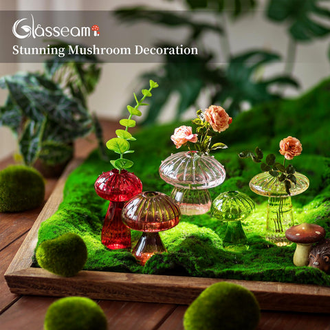 Glasseam vase collection on shelf adds whimsy and style