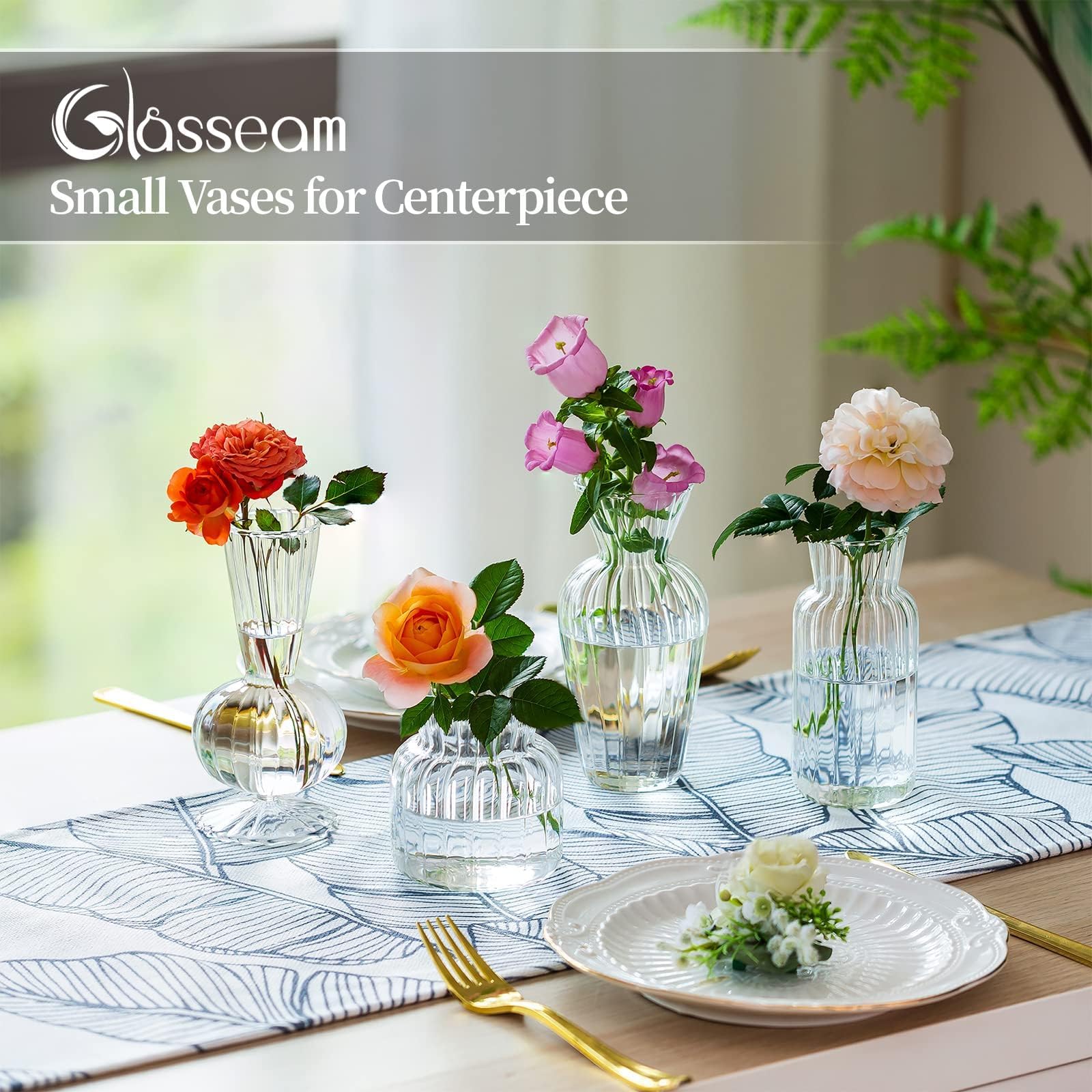 Glasseam reed diffuser mini vase suited for compact fragrance displays