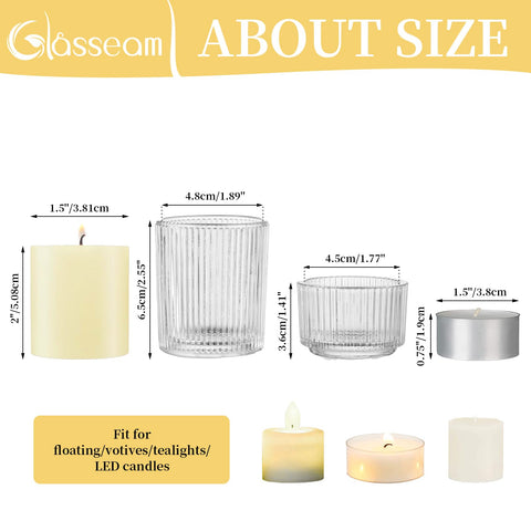 Glasseam ribbed clear votive holder in two-inch size for tables
