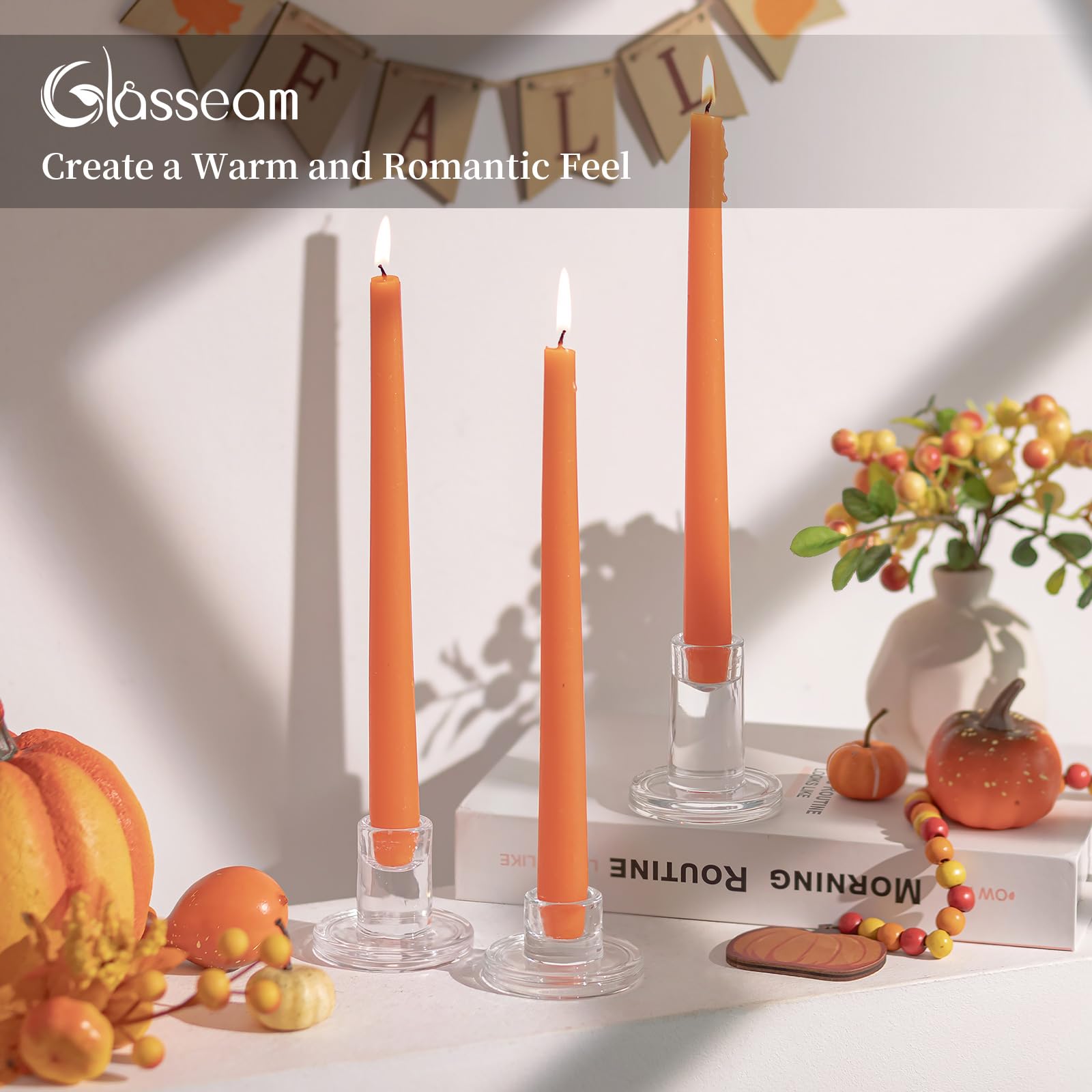 Glasseam thick glass candle holder delivers stable support and luxe shine.