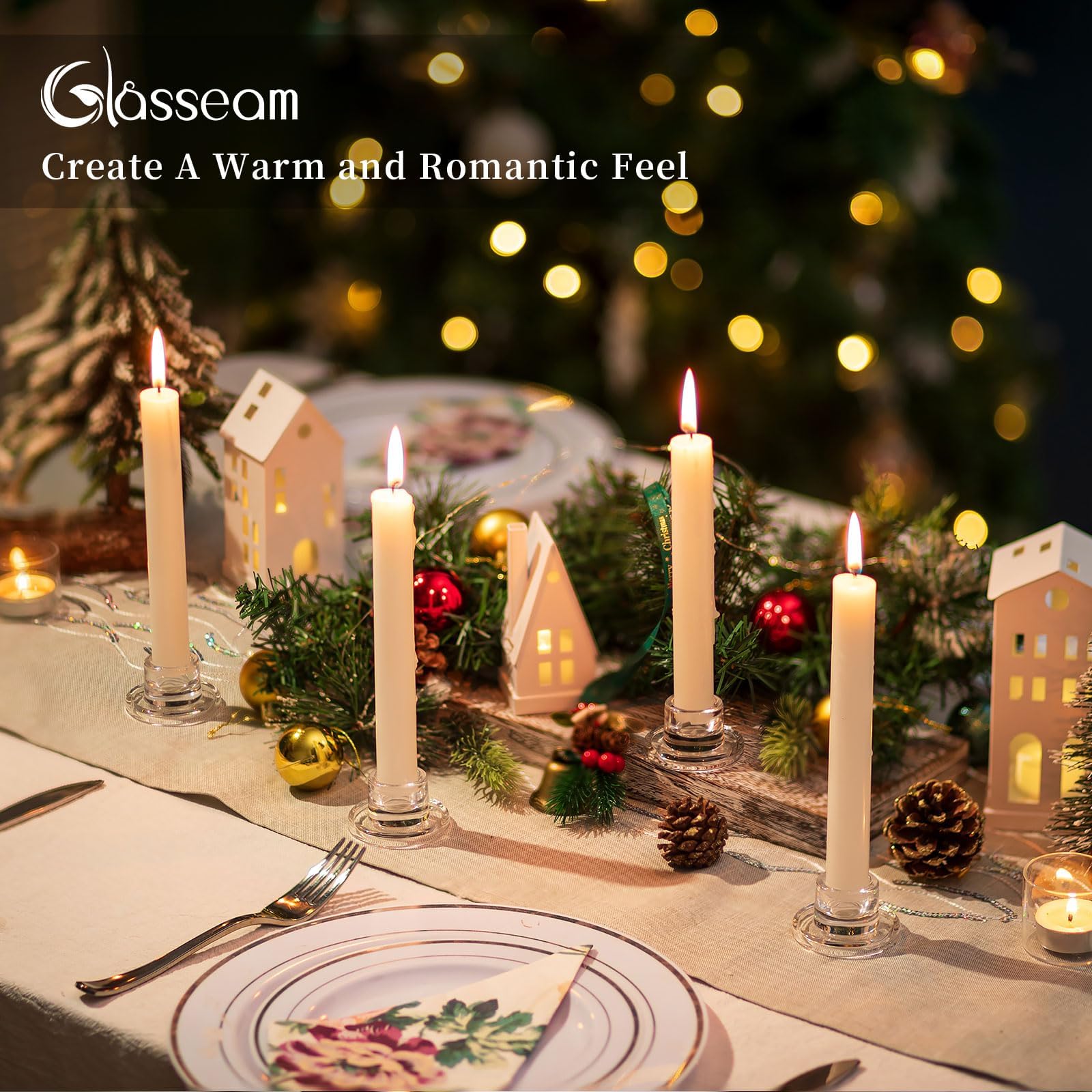 Glasseam thick-glass candle holder provides stable base to prevent tipping