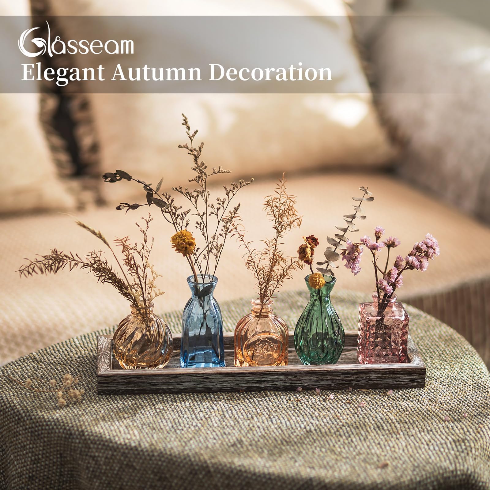 Glasseam vase stand on desk elevating home office styling