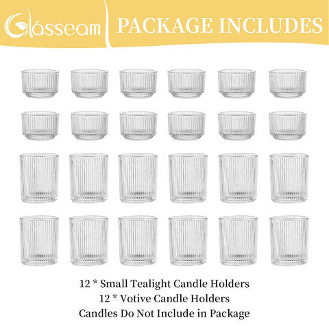 Glasseam set of 24 votive holders for home decor and events