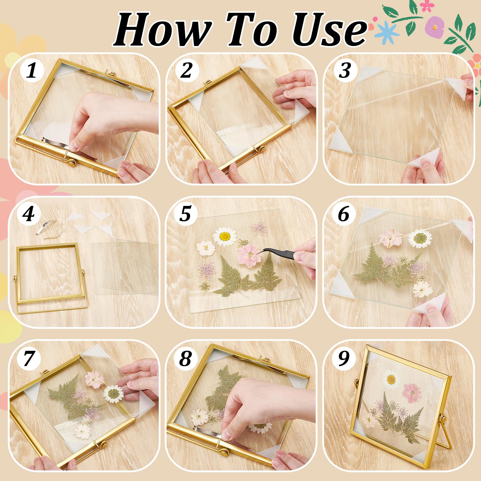 Glasswinds 6x6 frame set eases display of dried flowers and keepsakes.