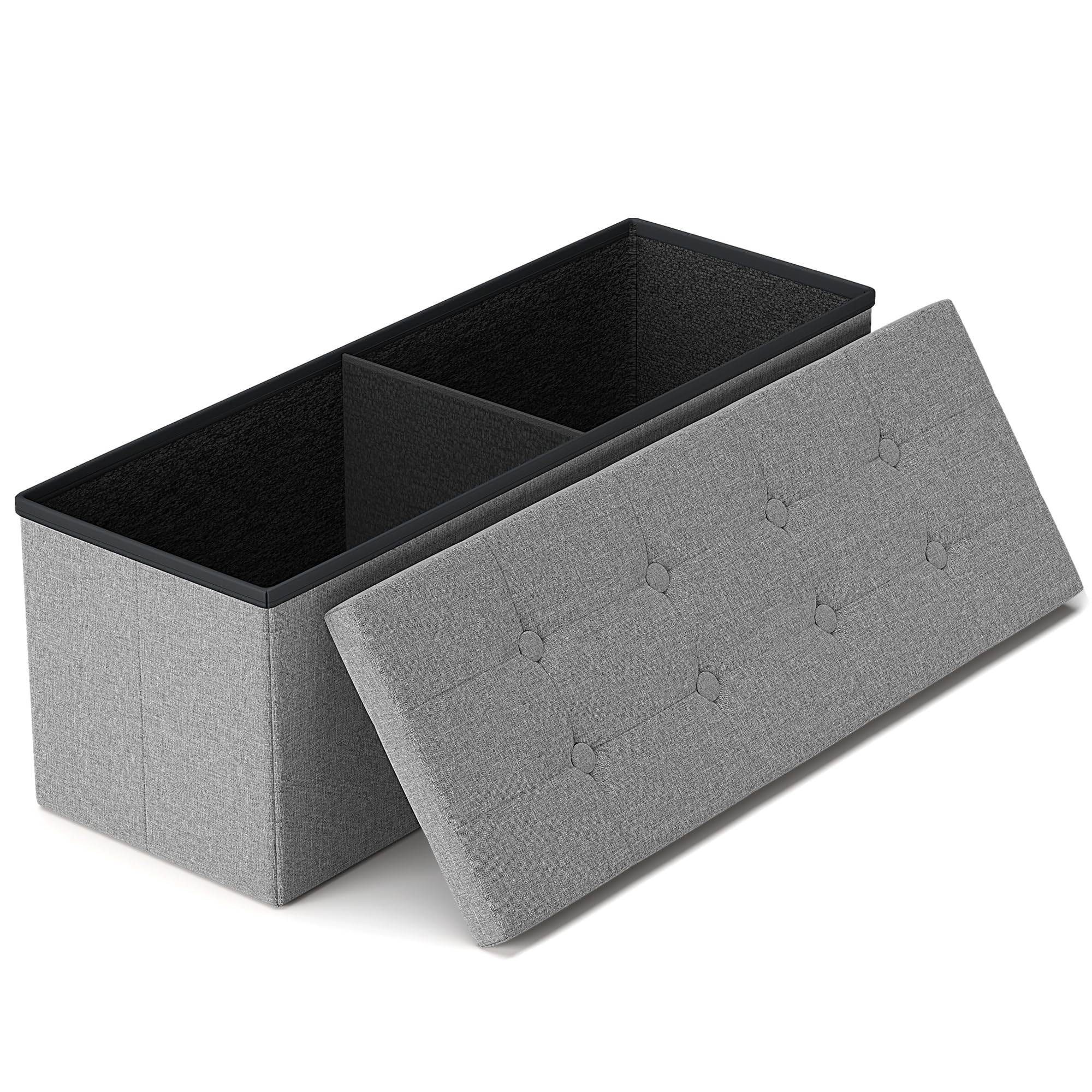 GLAXYFUR 43-inch folding storage ottoman bench with sturdy seating and ample internal storage.