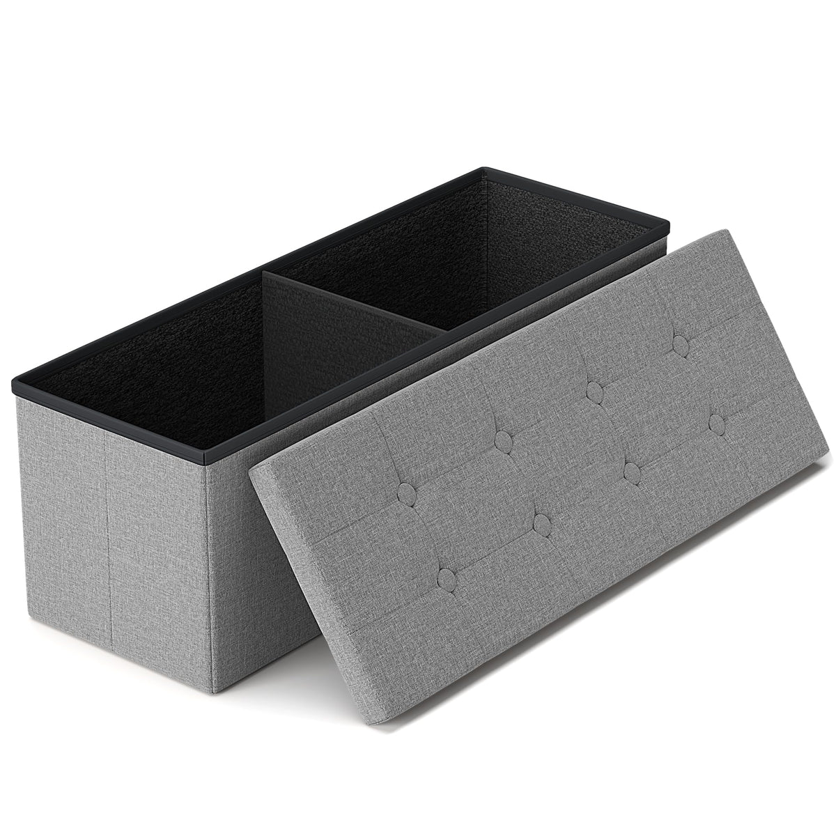 GLAXYFUR 43-inch folding storage ottoman bench with sturdy seating and ample internal storage.