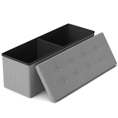 GLAXYFUR 43-inch folding storage ottoman bench with sturdy seating and ample internal storage.