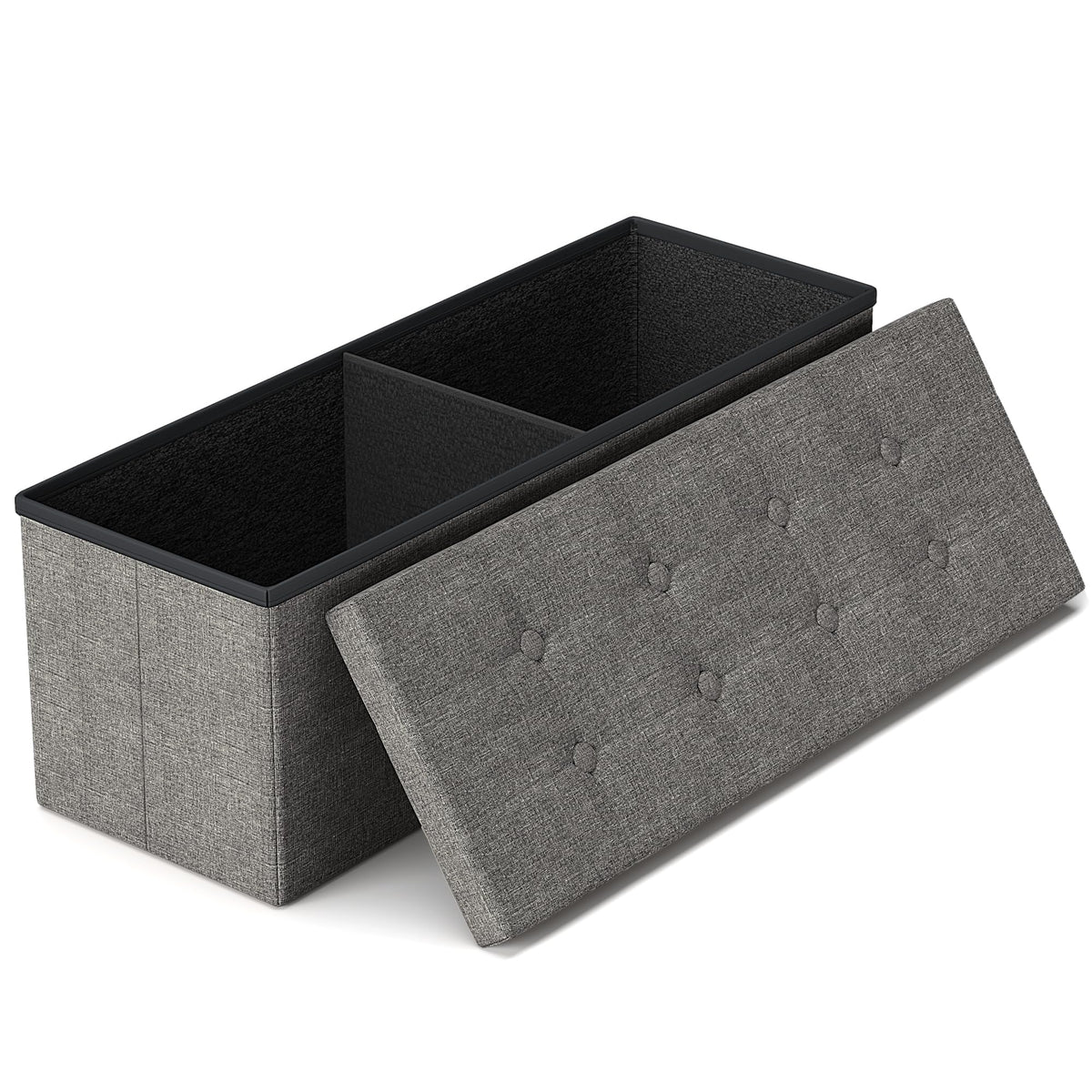 GLAXYFUR folding storage ottoman 43-inch with padded top offers extra seating.