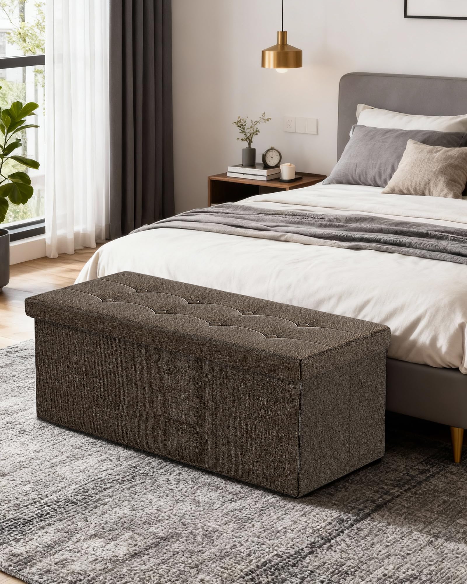 GLAXYFUR brown finish complements decor while concealing items.