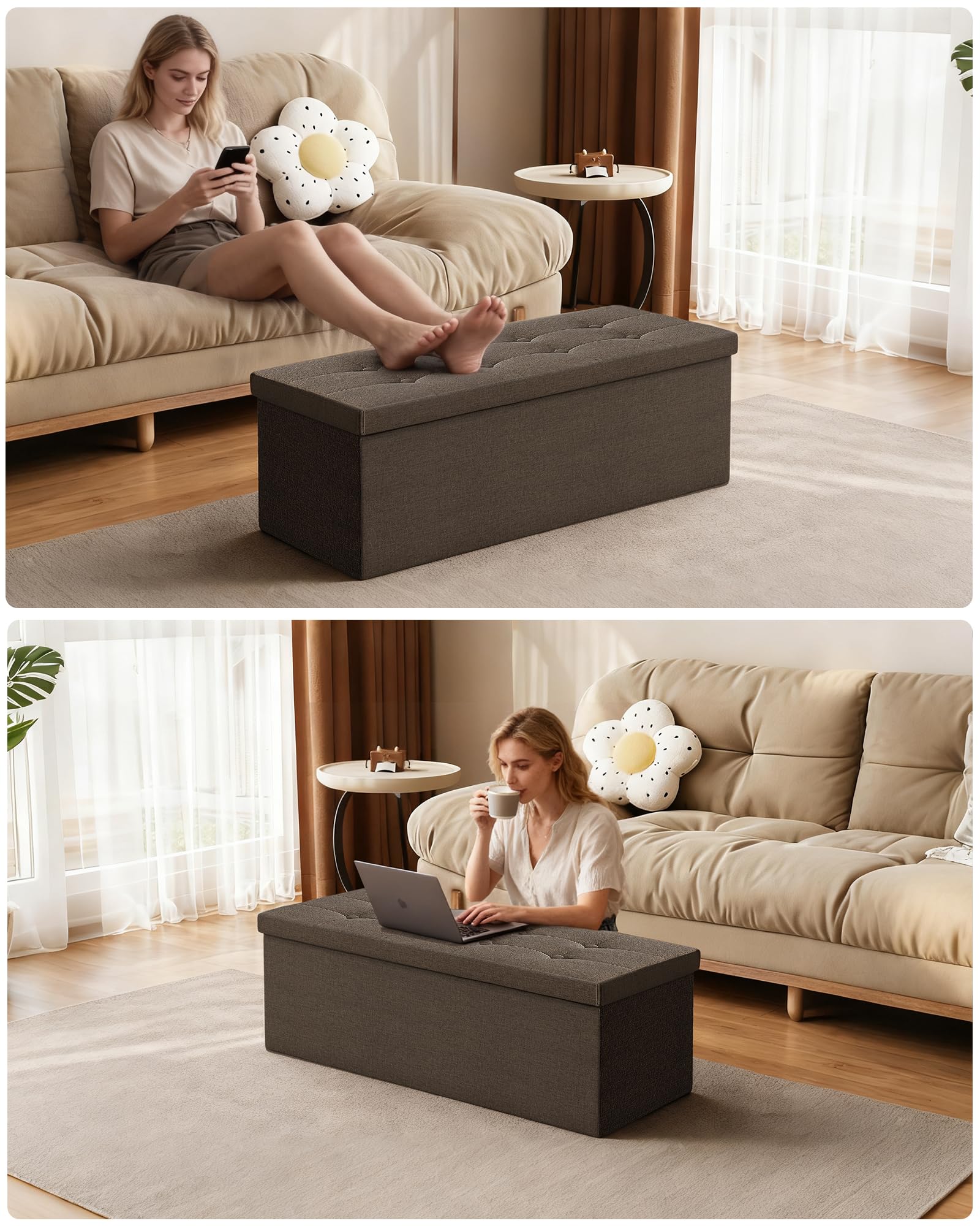 GLAXYFUR padded-seat ottoman provides comfortable seating in any room.