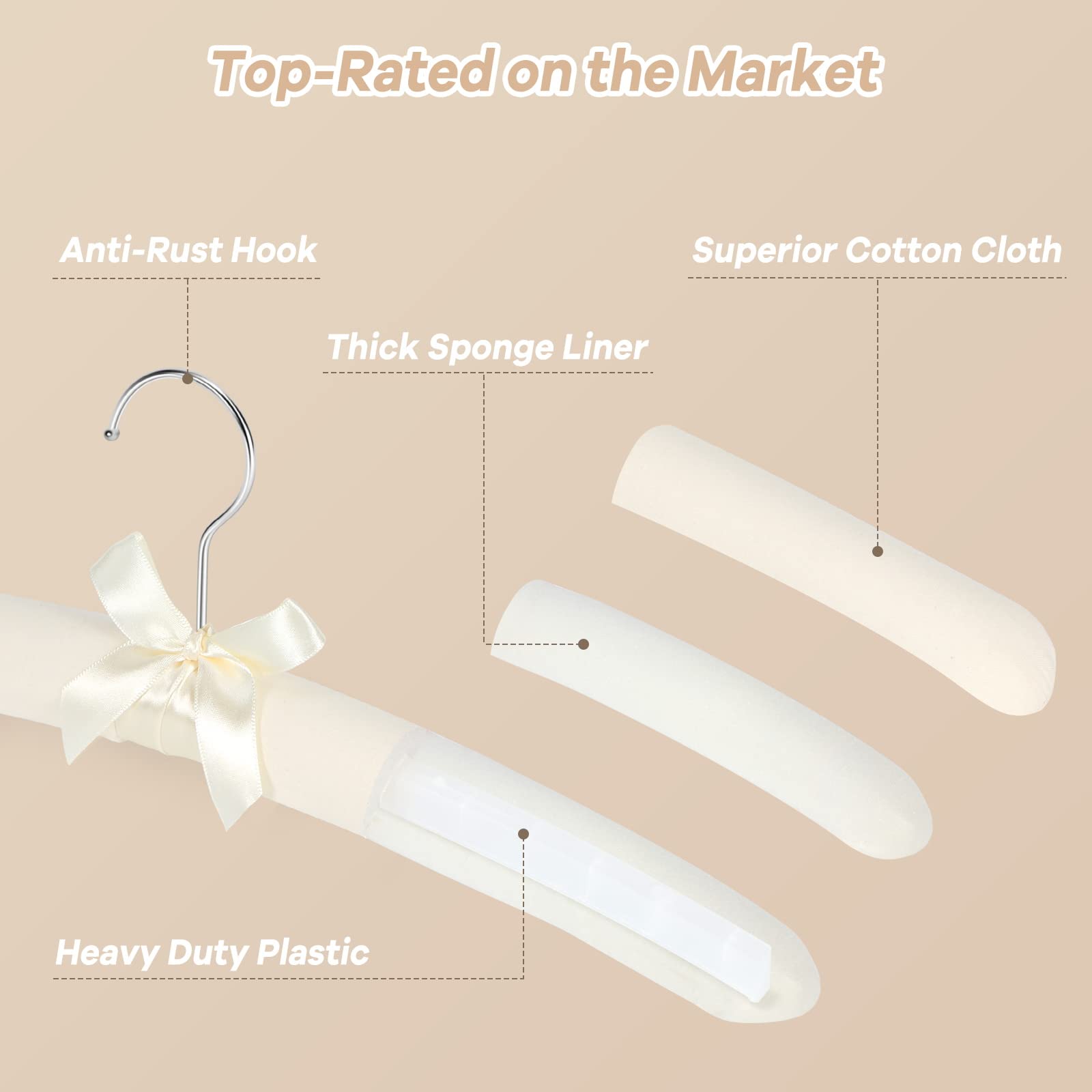 GLCON padded hangers anti-slip bow design keeps clothes securely in place.