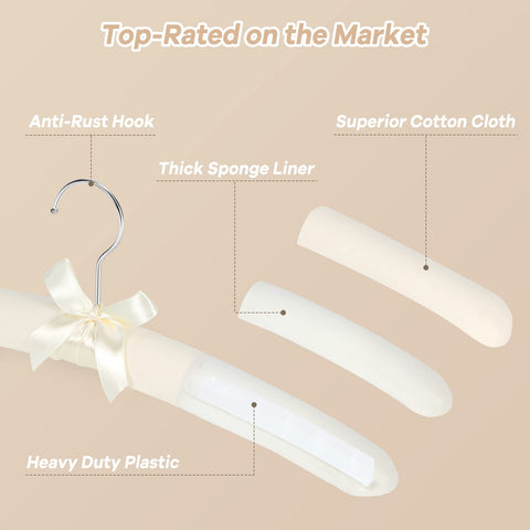 GLCON padded hangers anti-slip bow design keeps clothes securely in place.