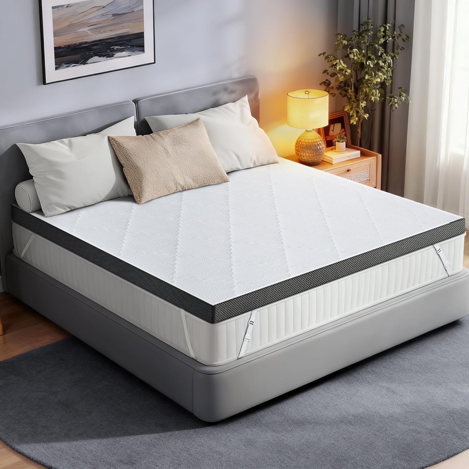Glendan extra-firm queen topper with 3-inch support for spinal alignment and comfort