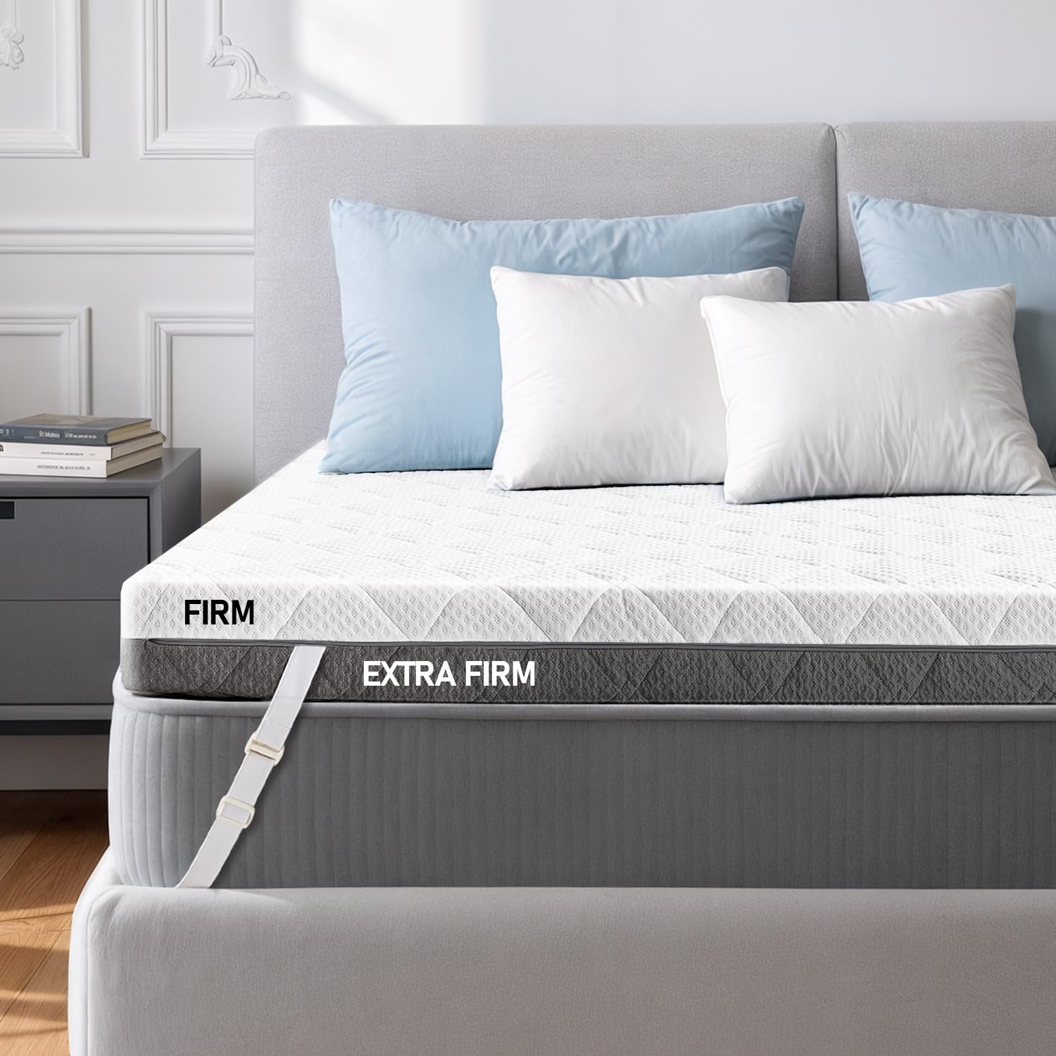 Glendan Extra Firm King Topper front view showing sturdy support for heavier sleepers