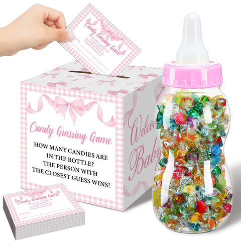 Glenmal pink bow card box for baby showers and decorative engagement