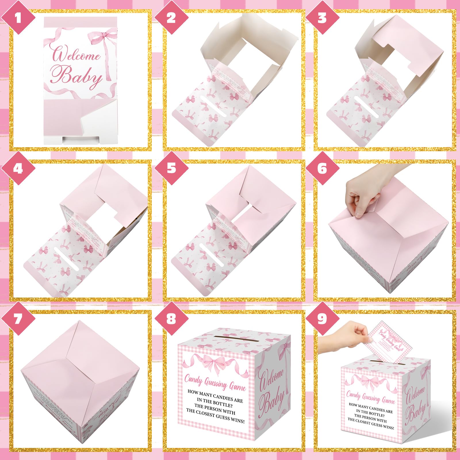 Glenmal 50 cards in pink box set for baby shower activities