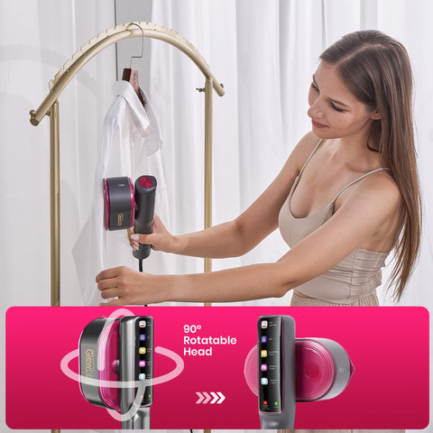 Glewbee 90-degree rotating head reaches cuffs and collars with ease.
