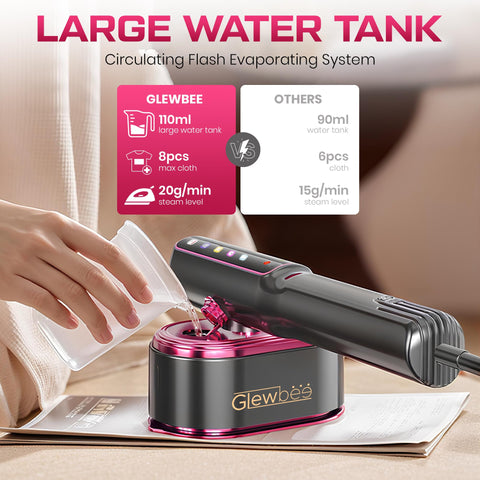 Glewbee large ceramic panel glides smoothly for even wrinkle removal.