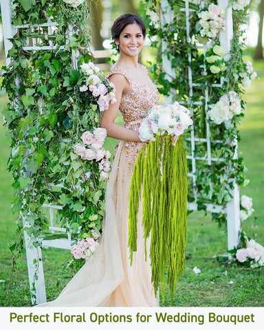 Glicrili Amaranthus preserved neon green flowers for long-lasting hallway and wall decor.