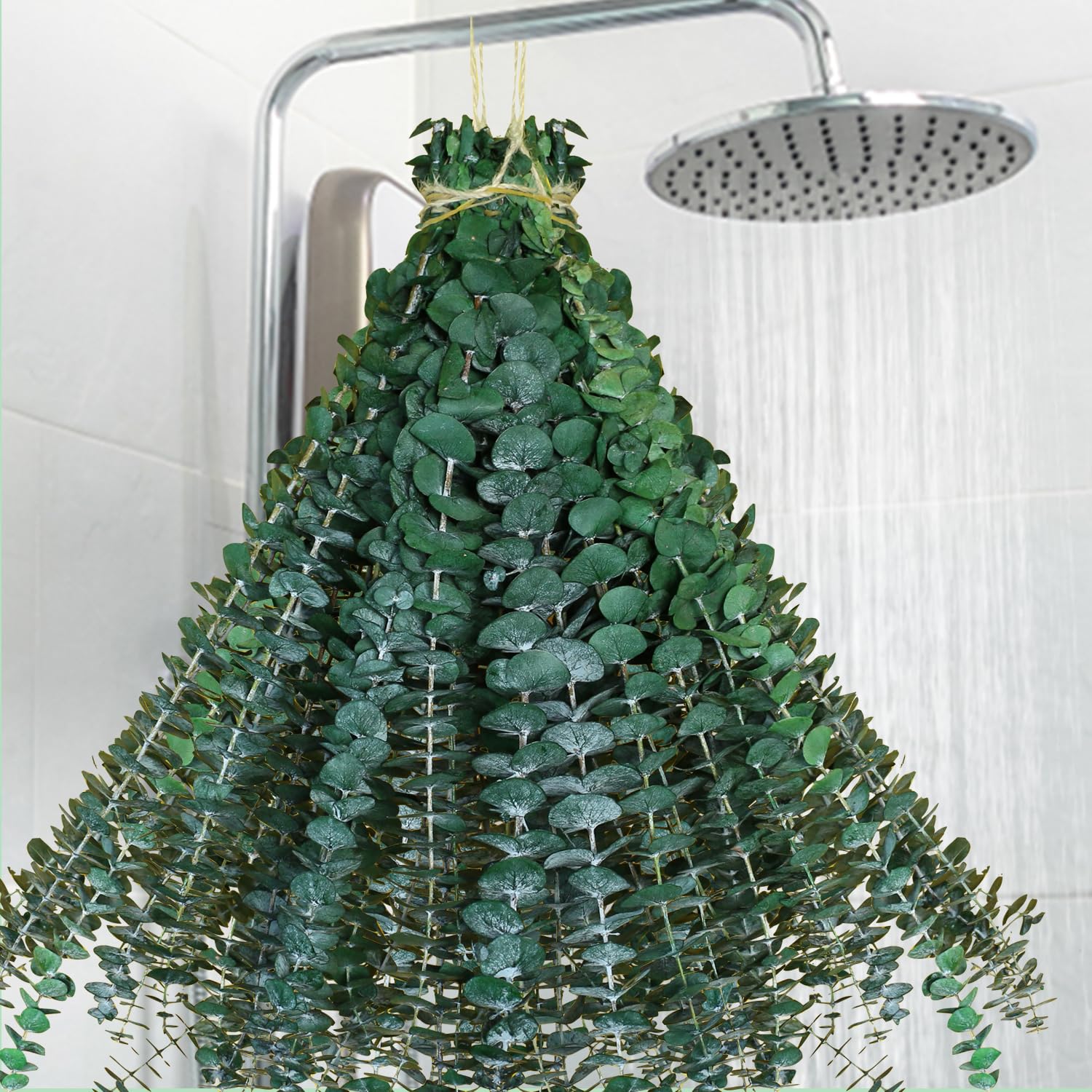 Glicrili eucalyptus shower bundle stems create a spa-like bathroom atmosphere.