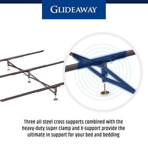 Glideaway adjustable legs demonstrate height range from 6 to 15.5 inches