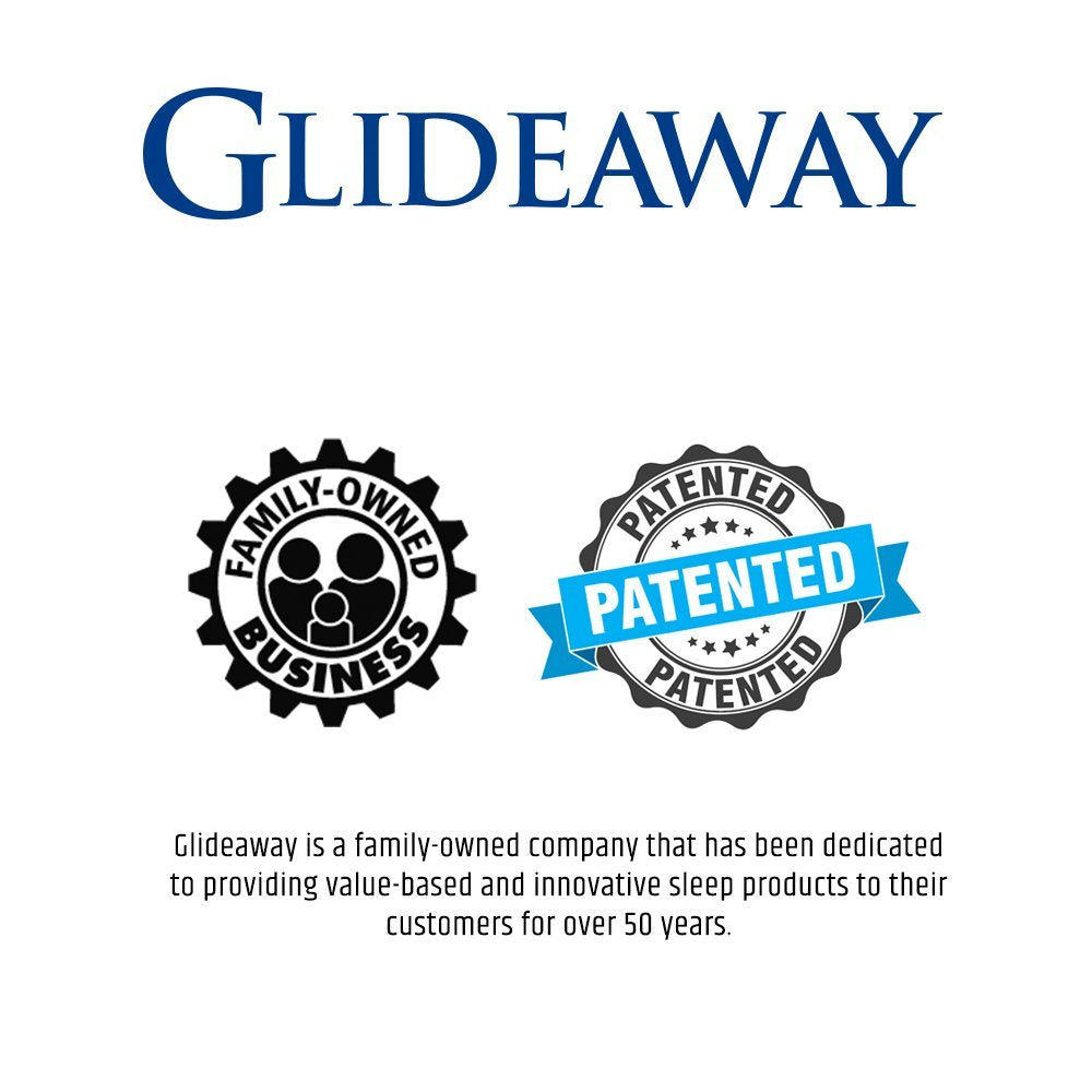 Glideaway metal rails provide strong, sag-resistant bed support