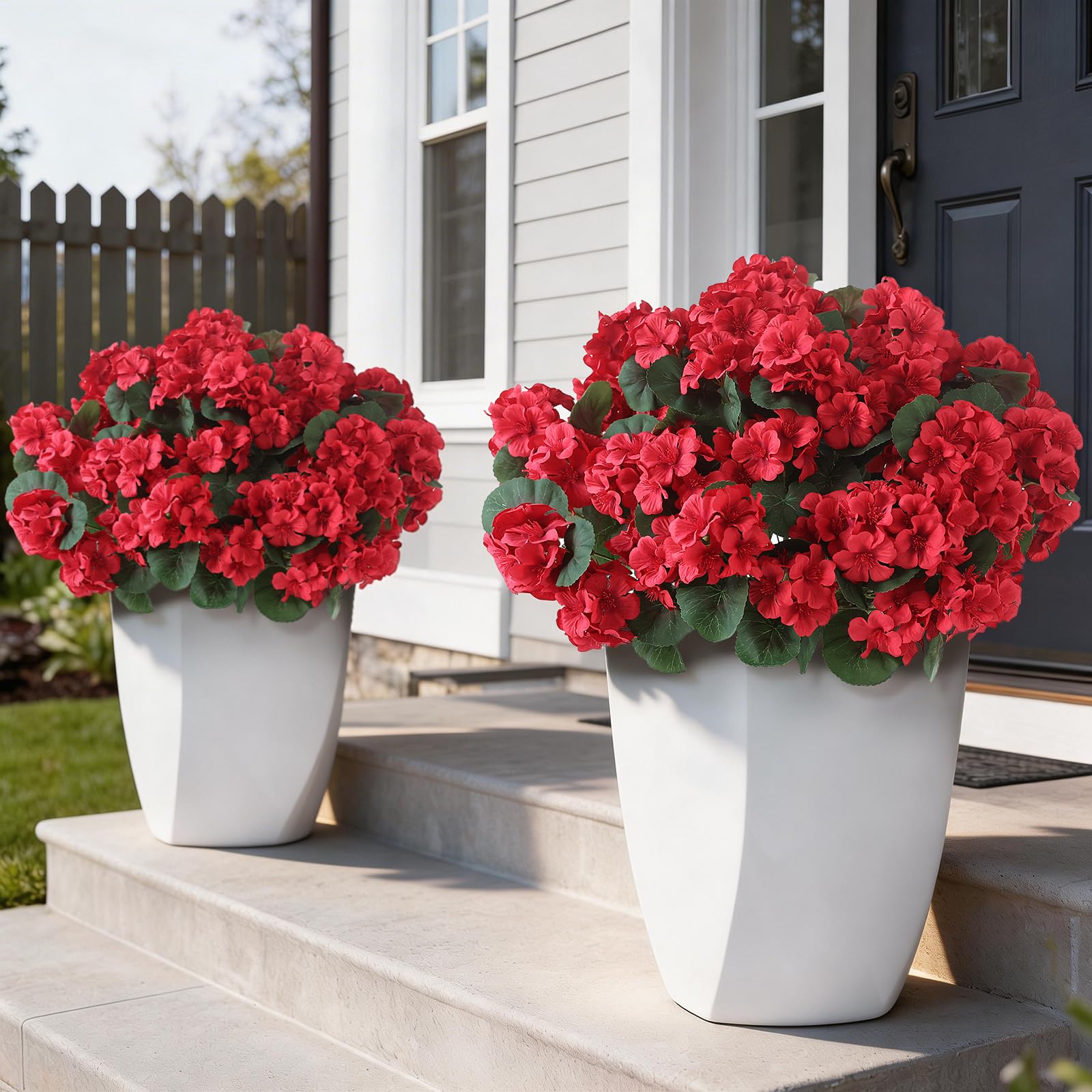 GLIDLION 12 bundle artificial geranium flowers for front door with durable outdoor color