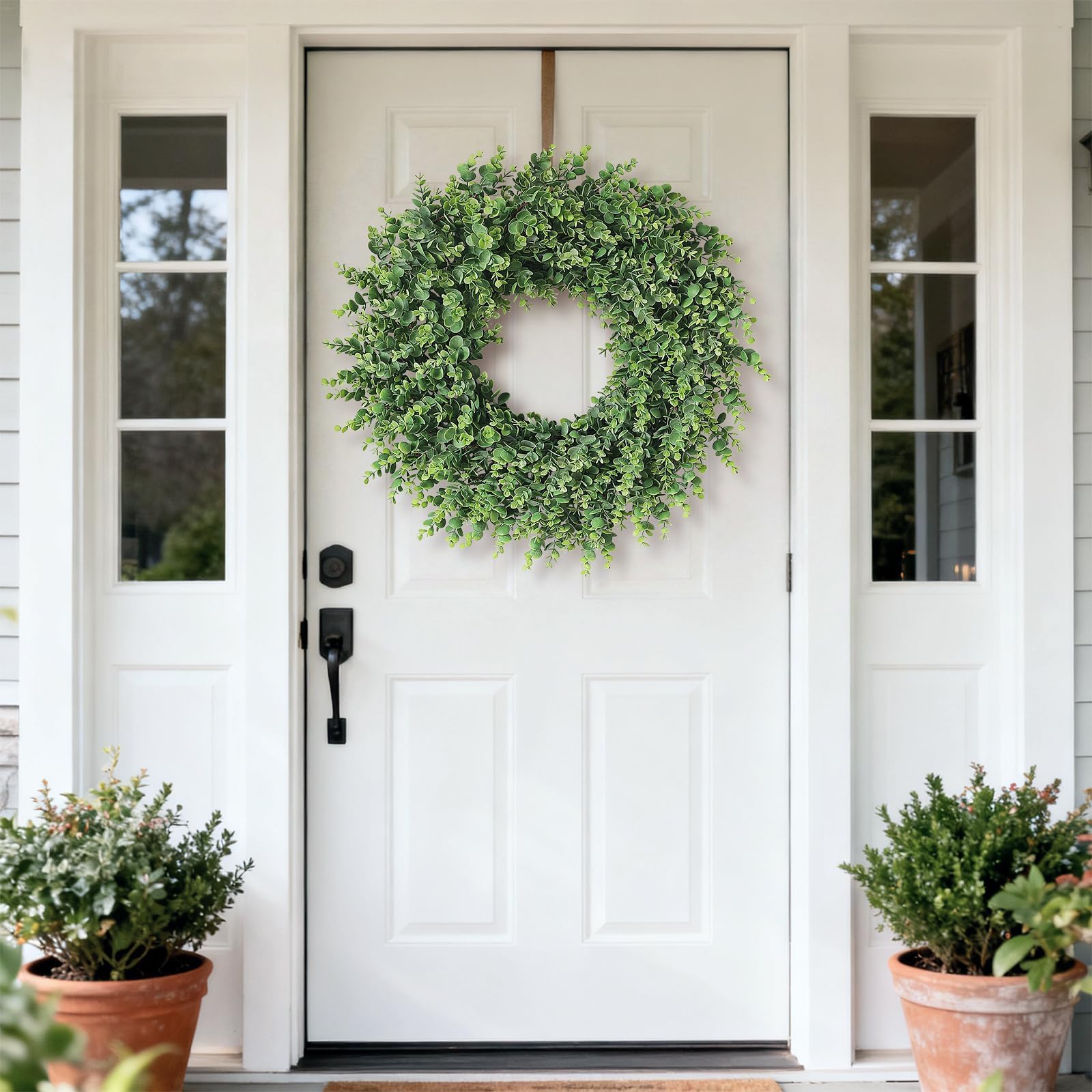 GLIDLION 24-inch eucalyptus wreath front door showing full size for entryway impact