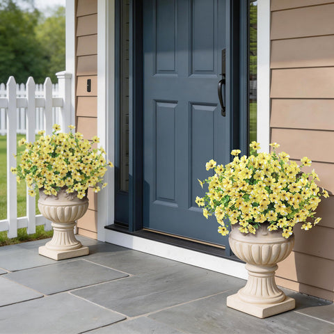 Glidlion morning glory topiary set for bright yard display with yellow petals.