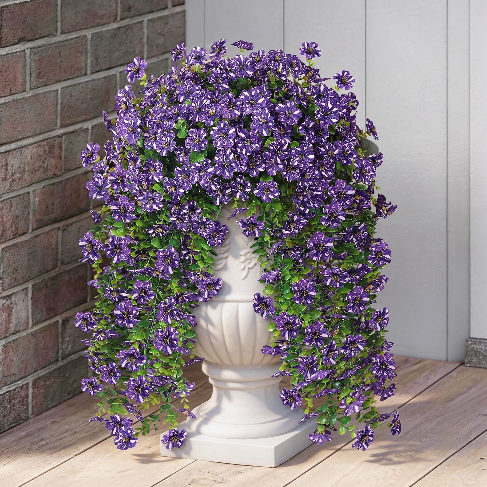 GLIDLION eucalyptus leaves close-up, premium plastic for year-round weather-resistant greenery.