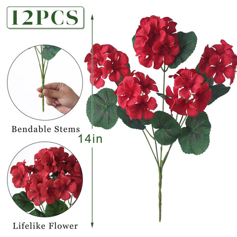 GLIDLION low maintenance fake geraniums with easy cleaning