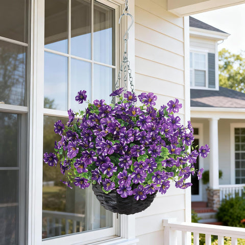 GLIDLION UV sun-resistant silk morning glory with eucalyptus in a decorative basket