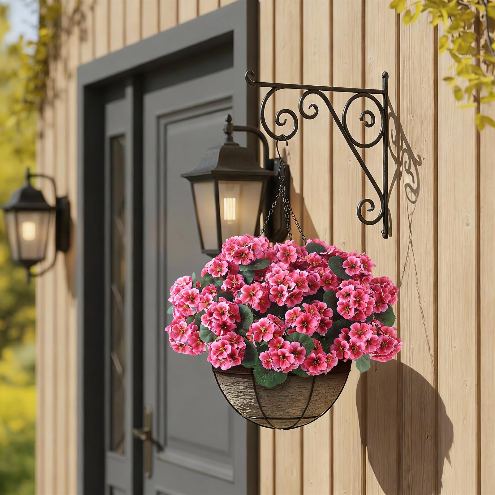GLIDLION geranium front-door decor bouquet adds welcoming color.