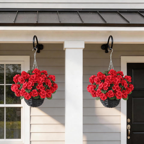 GLIDLION geranium front porch setup—two baskets ready to hang and display.