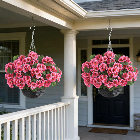 GLIDLION geranium hanging basket dimensions 22x16 inches for lush curb appeal