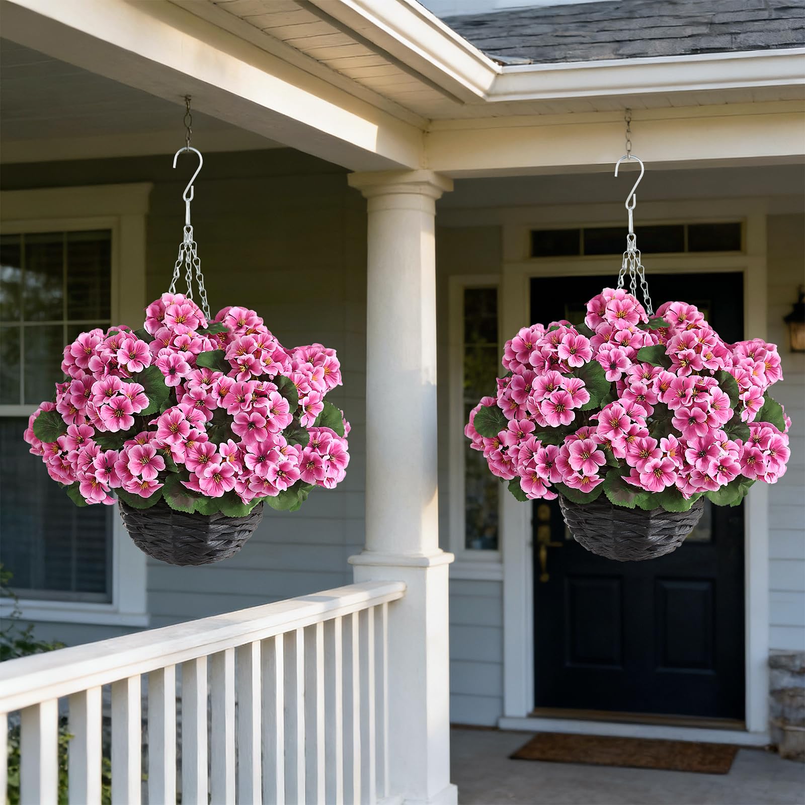 GLIDLION artificial geraniums in outdoor silk for long-lasting color.
