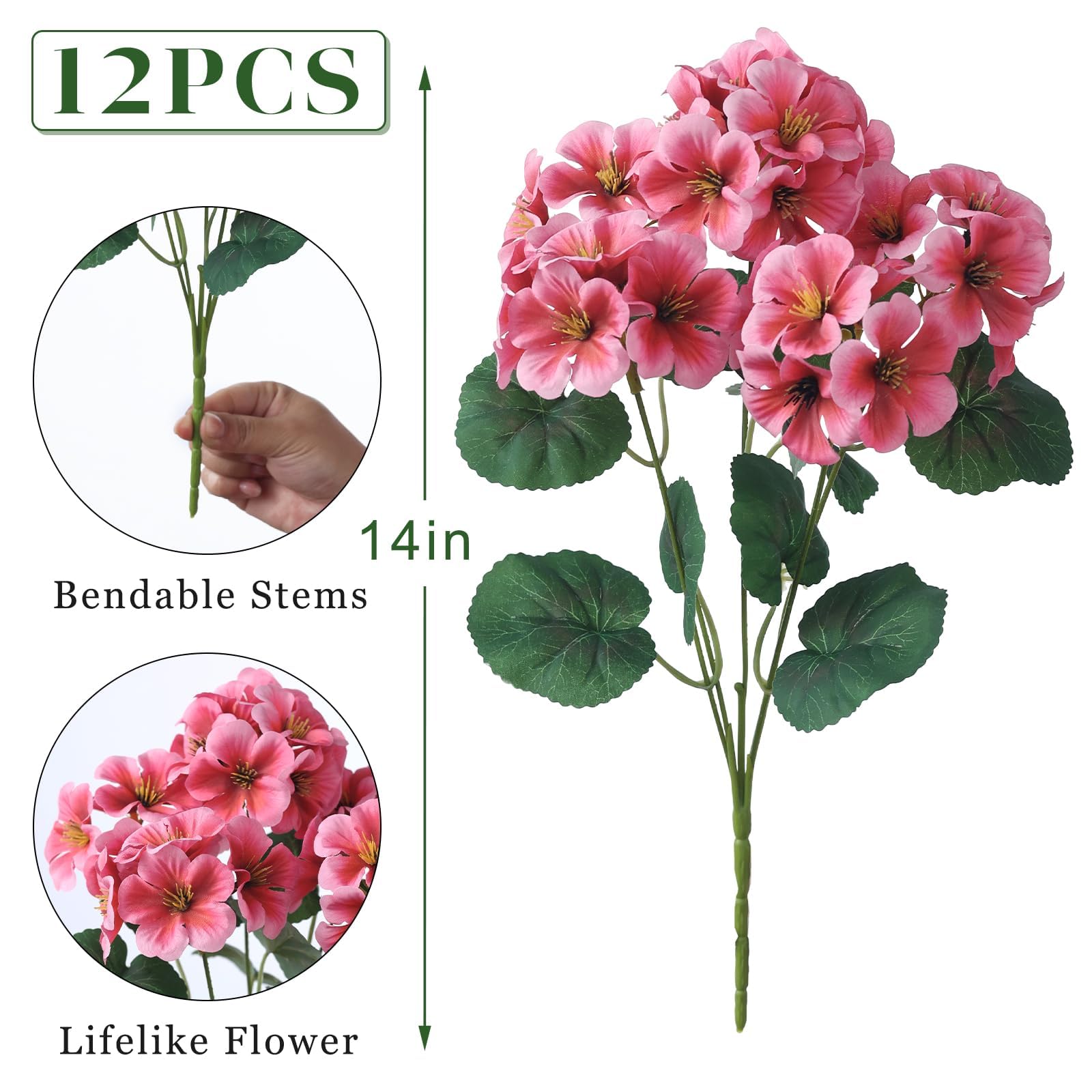 GLIDLION geranium porch garden decor enhances curb appeal with realistic petals.