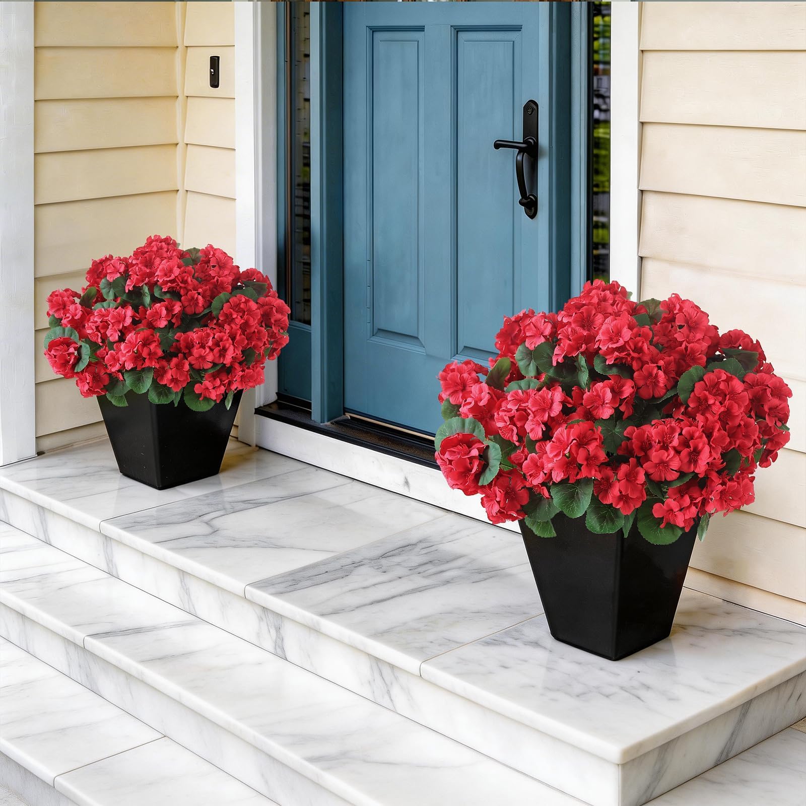 GLIDLION geranium topiary side view showing sturdy silhouette for exteriors