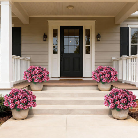 GLIDLION geranium topiary front door scene enhancing curb appeal.