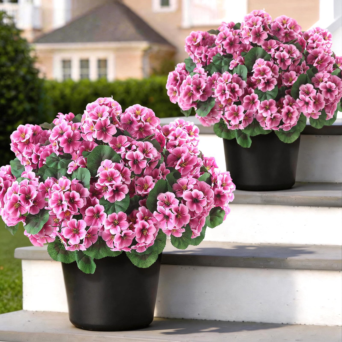 GLIDLION artificial geranium topiary pink front-door display for curb appeal