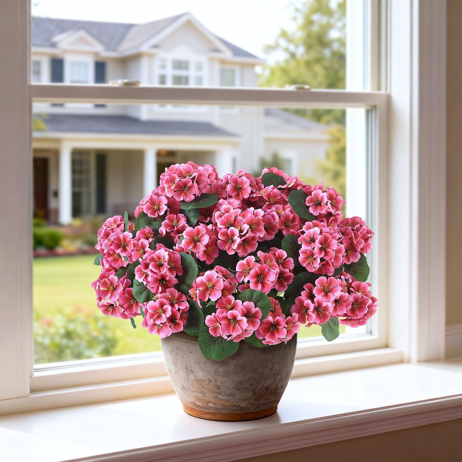 GLIDLION geranium topiary size 17h 18w for porch display.