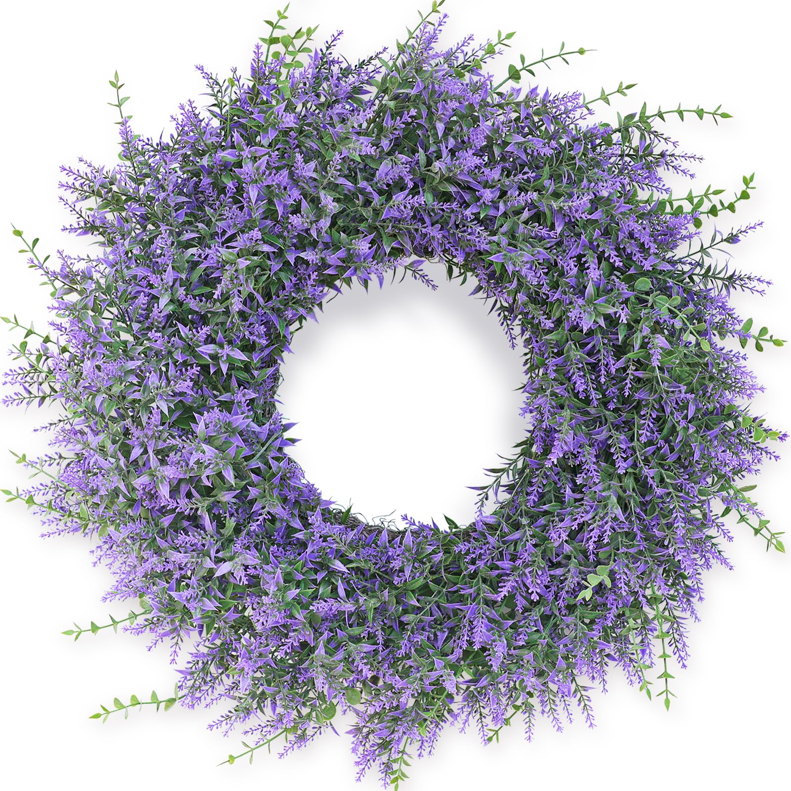 GLIDLION lavender-eucalyptus wreath on front door adds welcoming curb appeal