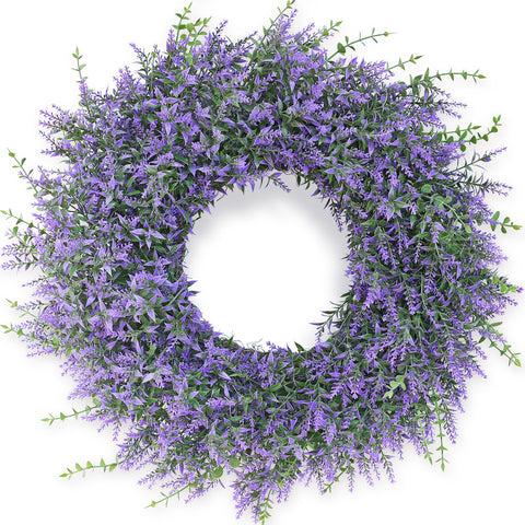 GLIDLION lavender-eucalyptus wreath on front door adds welcoming curb appeal