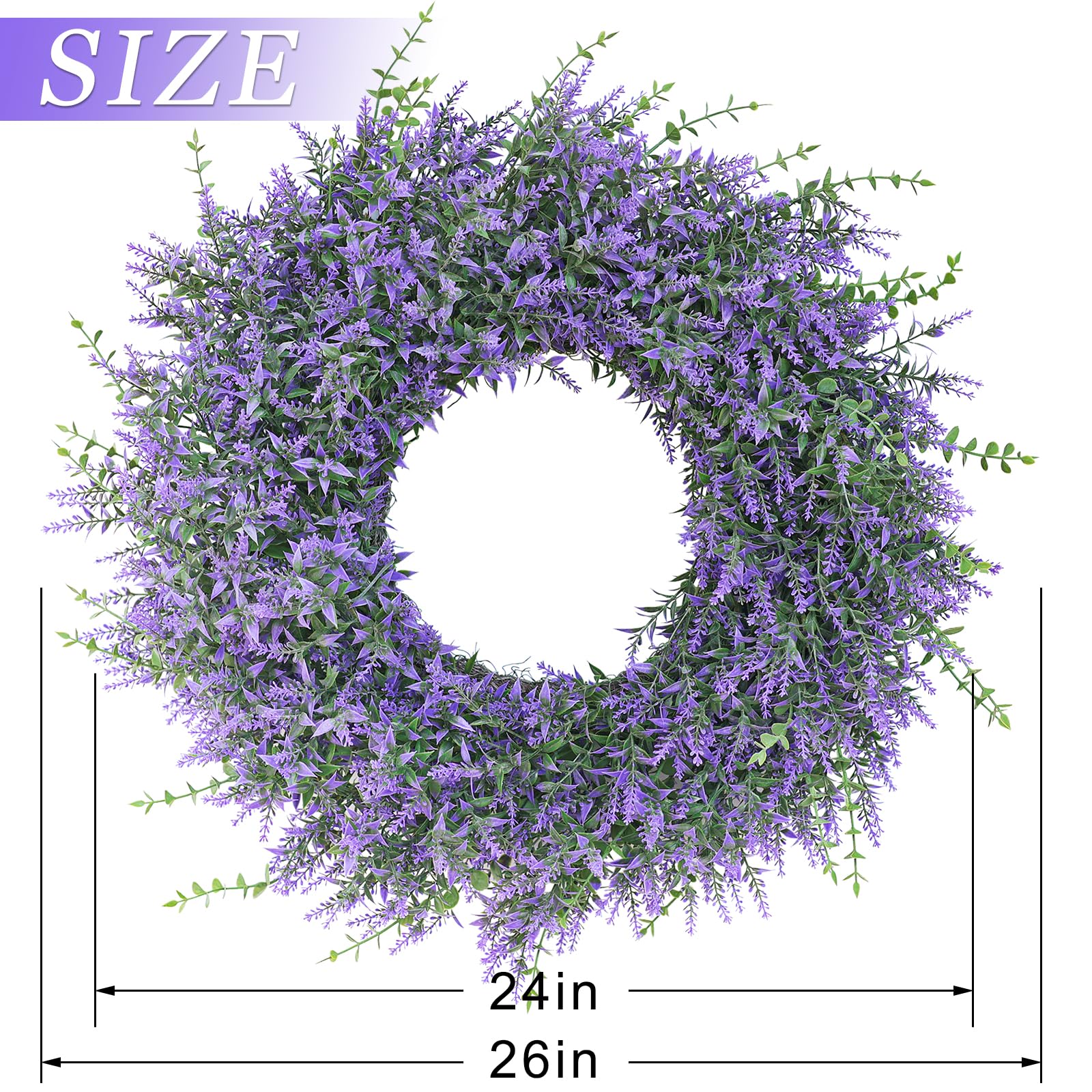 GLIDLION lavender-eucalyptus wreath suited for spring and summer windows and fireplaces