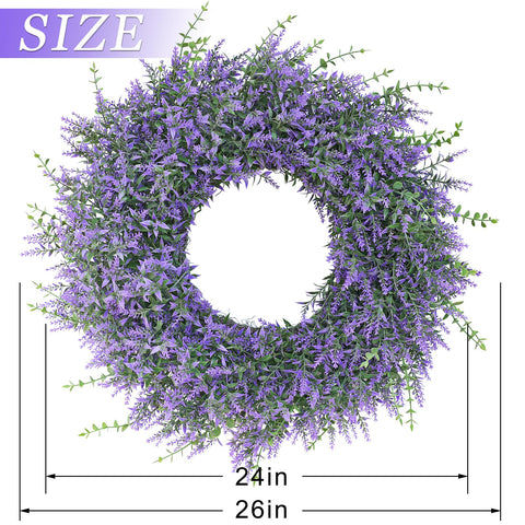 GLIDLION lavender-eucalyptus wreath suited for spring and summer windows and fireplaces
